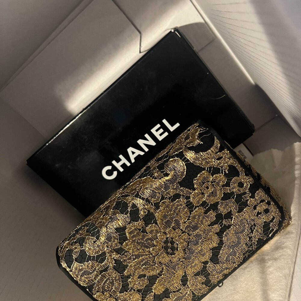 Rare 1989 S1. Vintage Chanel Gold Metallic Guipure Lace Bag. Lagerfeld Era NWOT - Picture 17 of 17